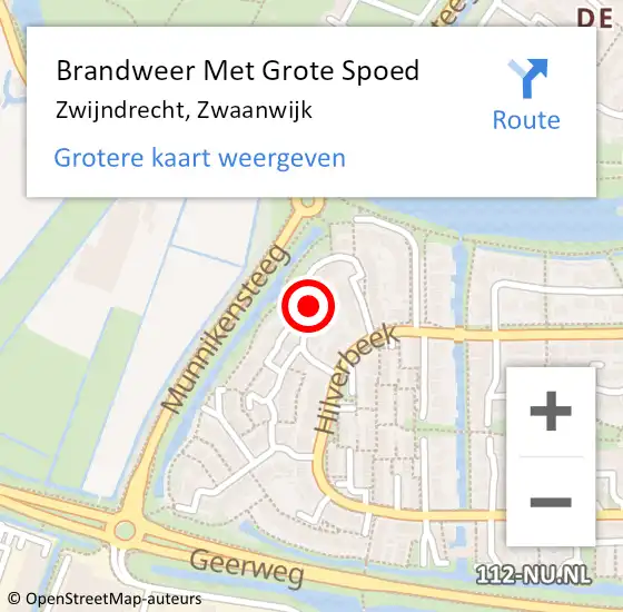 Locatie op kaart van de 112 melding: Brandweer Met Grote Spoed Naar Zwijndrecht, Zwaanwijk op 22 december 2022 20:36