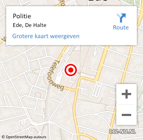 Locatie op kaart van de 112 melding: Politie Ede, De Halte op 22 december 2022 20:42