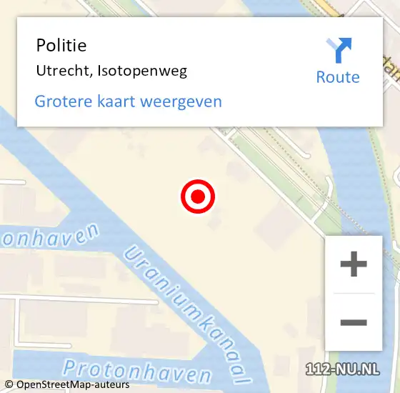 Locatie op kaart van de 112 melding: Politie Utrecht, Isotopenweg op 22 december 2022 20:45