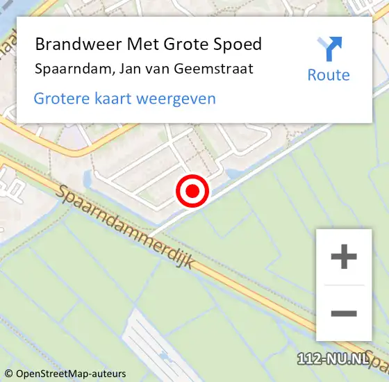 Locatie op kaart van de 112 melding: Brandweer Met Grote Spoed Naar Spaarndam, Jan van Geemstraat op 22 december 2022 21:15