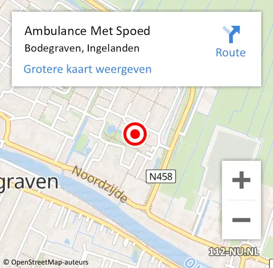 Locatie op kaart van de 112 melding: Ambulance Met Spoed Naar Bodegraven, Ingelanden op 22 december 2022 21:22