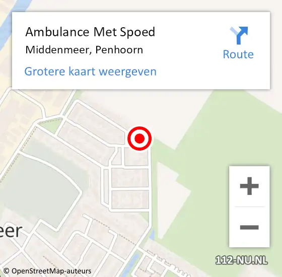 Locatie op kaart van de 112 melding: Ambulance Met Spoed Naar Middenmeer, Penhoorn op 22 december 2022 21:43