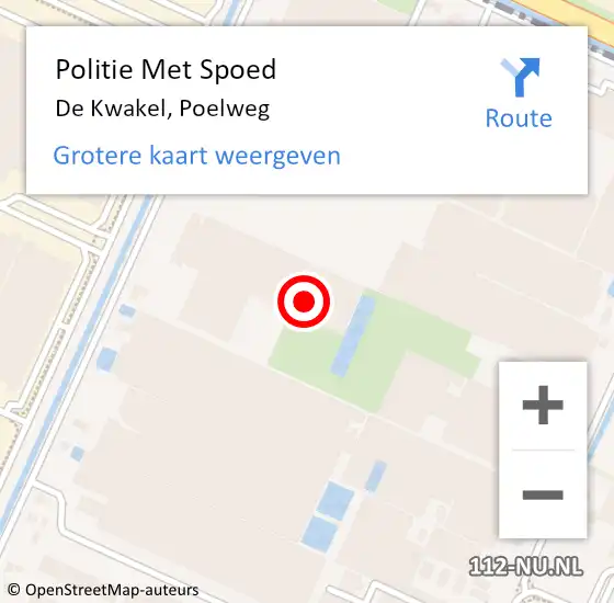 Locatie op kaart van de 112 melding: Politie Met Spoed Naar De Kwakel, Poelweg op 22 december 2022 21:49
