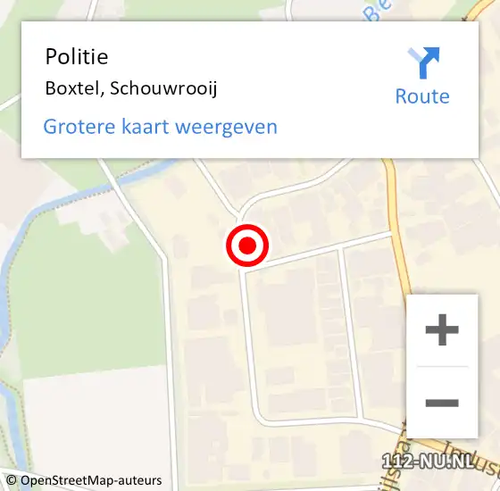 Locatie op kaart van de 112 melding: Politie Boxtel, Schouwrooij op 22 december 2022 21:59