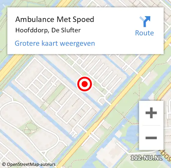 Locatie op kaart van de 112 melding: Ambulance Met Spoed Naar Hoofddorp, De Slufter op 22 december 2022 22:01