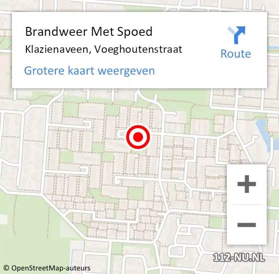 Locatie op kaart van de 112 melding: Brandweer Met Spoed Naar Klazienaveen, Voeghoutenstraat op 22 december 2022 22:23