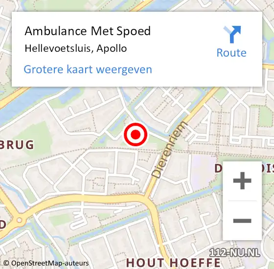 Locatie op kaart van de 112 melding: Ambulance Met Spoed Naar Hellevoetsluis, Apollo op 22 december 2022 22:25