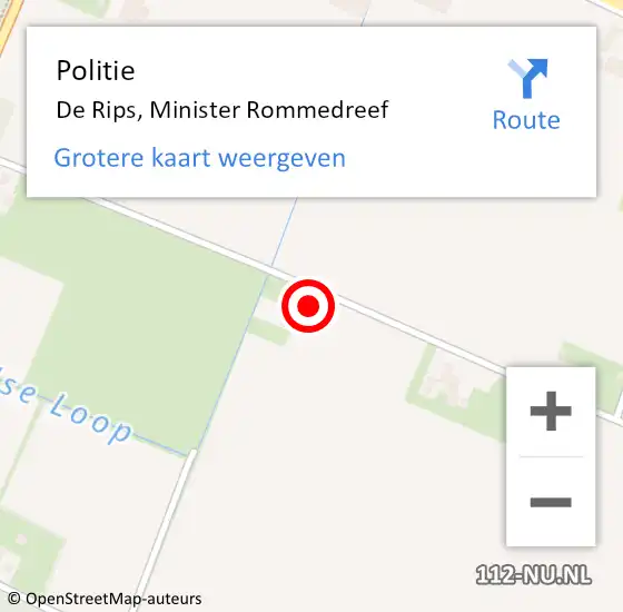 Locatie op kaart van de 112 melding: Politie De Rips, Minister Rommedreef op 22 december 2022 23:13