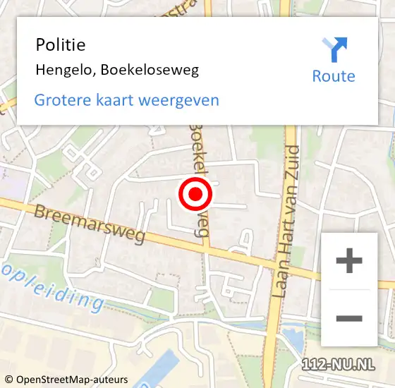 Locatie op kaart van de 112 melding: Politie Hengelo, Boekeloseweg op 22 december 2022 23:49