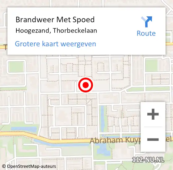 Locatie op kaart van de 112 melding: Brandweer Met Spoed Naar Hoogezand, Thorbeckelaan op 23 december 2022 00:12