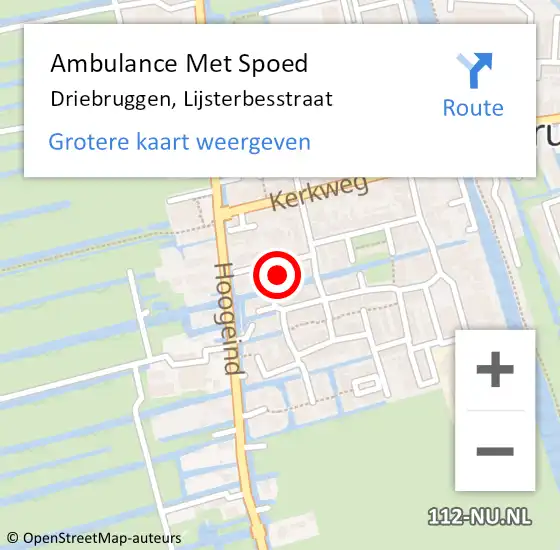 Locatie op kaart van de 112 melding: Ambulance Met Spoed Naar Driebruggen, Lijsterbesstraat op 23 december 2022 00:19