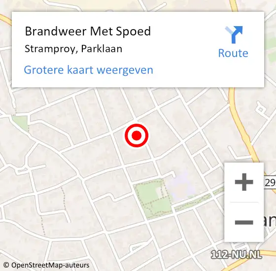 Locatie op kaart van de 112 melding: Brandweer Met Spoed Naar Stramproy, Parklaan op 23 december 2022 00:58