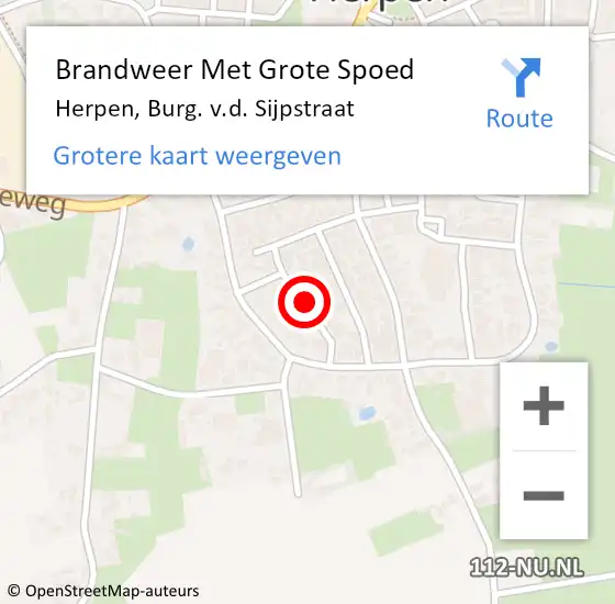 Locatie op kaart van de 112 melding: Brandweer Met Grote Spoed Naar Herpen, Burg. v.d. Sijpstraat op 23 december 2022 01:15