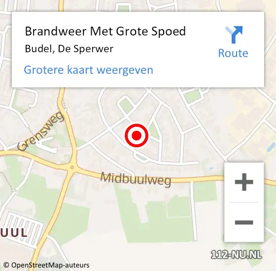 Locatie op kaart van de 112 melding: Brandweer Met Grote Spoed Naar Budel, De Sperwer op 23 december 2022 01:54