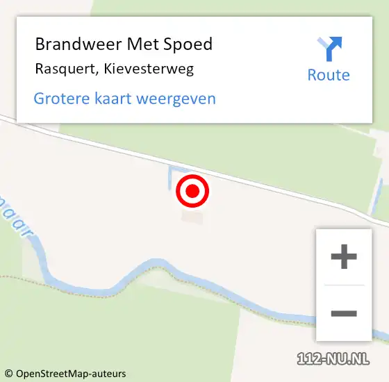 Locatie op kaart van de 112 melding: Brandweer Met Spoed Naar Rasquert, Kievesterweg op 23 december 2022 02:14