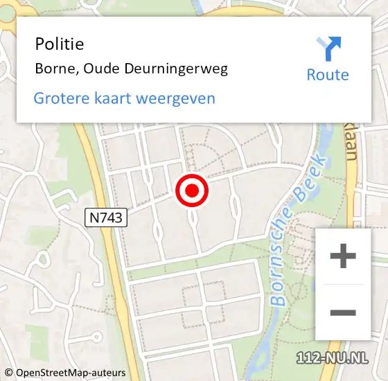 Locatie op kaart van de 112 melding: Politie Borne, Oude Deurningerweg op 23 december 2022 02:33