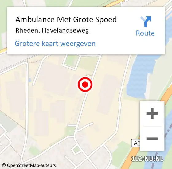 Locatie op kaart van de 112 melding: Ambulance Met Grote Spoed Naar Rheden, Havelandseweg op 23 december 2022 02:59