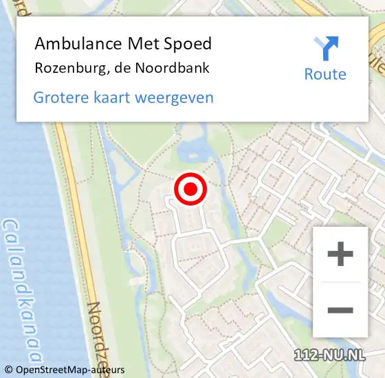 Locatie op kaart van de 112 melding: Ambulance Met Spoed Naar Rozenburg, de Noordbank op 23 december 2022 04:36