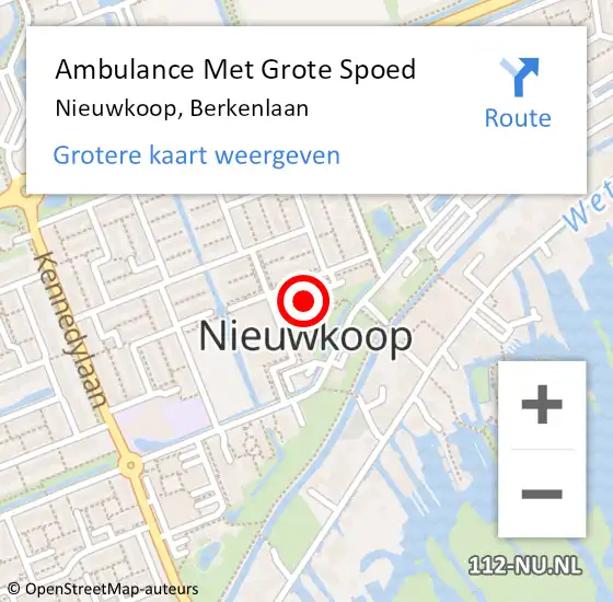 Locatie op kaart van de 112 melding: Ambulance Met Grote Spoed Naar Nieuwkoop, Berkenlaan op 23 december 2022 06:54