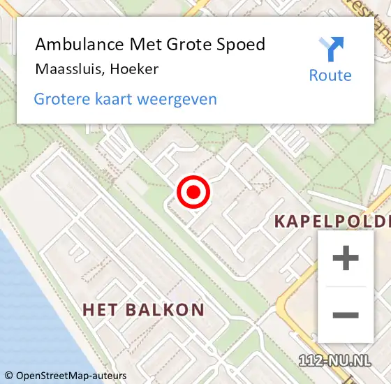 Locatie op kaart van de 112 melding: Ambulance Met Grote Spoed Naar Maassluis, Hoeker op 23 december 2022 07:06