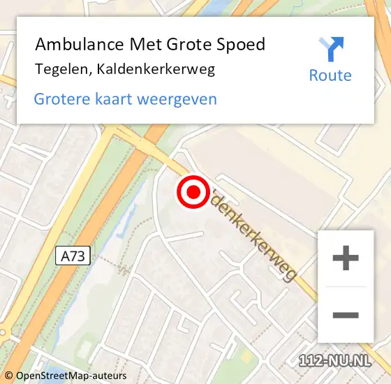 Locatie op kaart van de 112 melding: Ambulance Met Grote Spoed Naar Tegelen, Kaldenkerkerweg op 23 december 2022 07:10