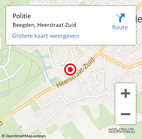 Locatie op kaart van de 112 melding: Politie Beegden, Heerstraat-Zuid op 23 december 2022 07:42