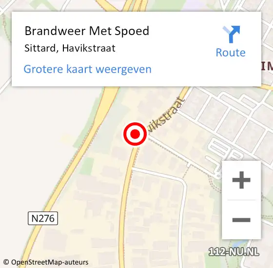 Locatie op kaart van de 112 melding: Brandweer Met Spoed Naar Sittard, Havikstraat op 23 december 2022 08:06