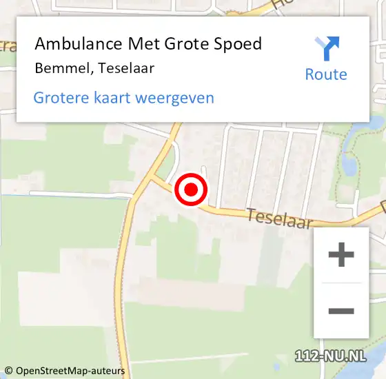 Locatie op kaart van de 112 melding: Ambulance Met Grote Spoed Naar Bemmel, Teselaar op 23 december 2022 08:14