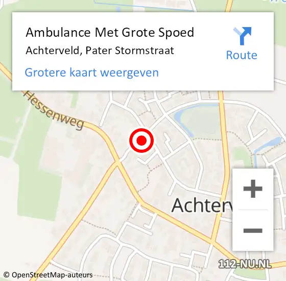 Locatie op kaart van de 112 melding: Ambulance Met Grote Spoed Naar Achterveld, Pater Stormstraat op 23 december 2022 08:45