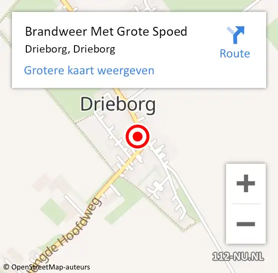 Locatie op kaart van de 112 melding: Brandweer Met Grote Spoed Naar Drieborg, Drieborg op 23 december 2022 09:03