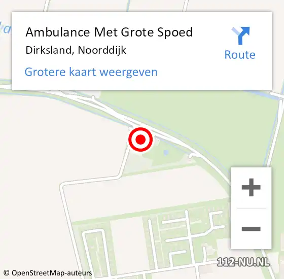 Locatie op kaart van de 112 melding: Ambulance Met Grote Spoed Naar Dirksland, Noorddijk op 23 december 2022 09:04