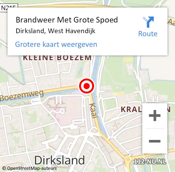 Locatie op kaart van de 112 melding: Brandweer Met Grote Spoed Naar Dirksland, West Havendijk op 23 december 2022 09:04