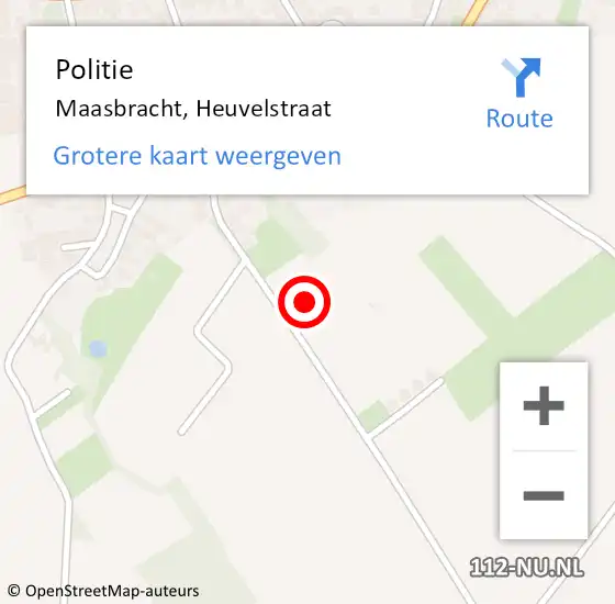 Locatie op kaart van de 112 melding: Politie Maasbracht, Heuvelstraat op 23 december 2022 09:16