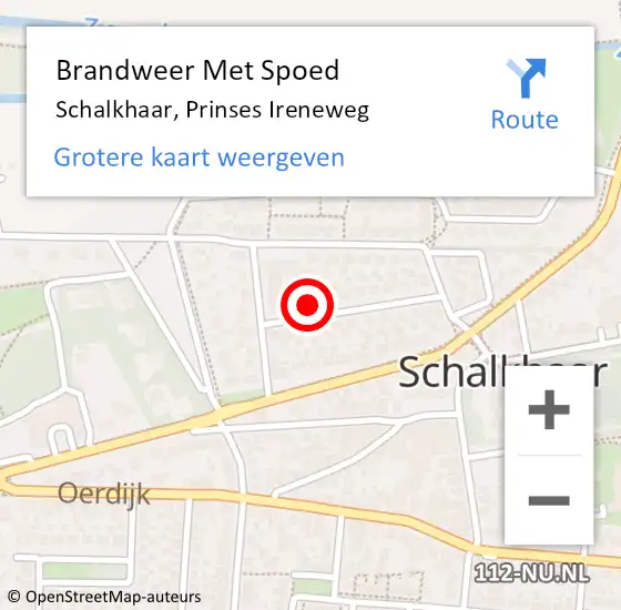 Locatie op kaart van de 112 melding: Brandweer Met Spoed Naar Schalkhaar, Prinses Ireneweg op 9 augustus 2014 13:13