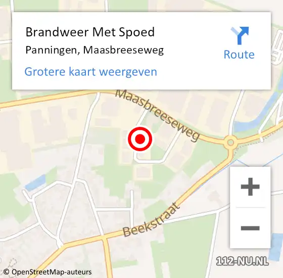 Locatie op kaart van de 112 melding: Brandweer Met Spoed Naar Panningen, Maasbreeseweg op 23 december 2022 09:24