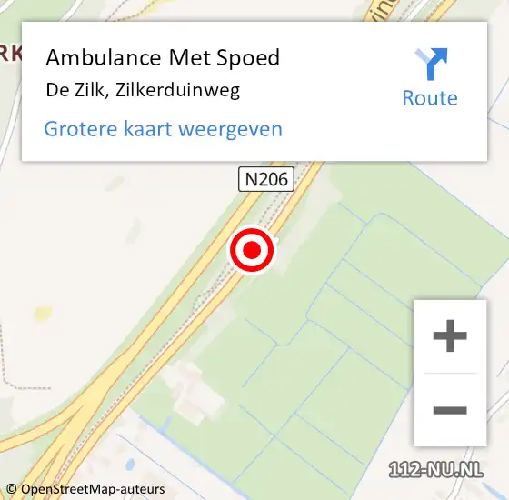 Locatie op kaart van de 112 melding: Ambulance Met Spoed Naar De Zilk, Zilkerduinweg op 9 augustus 2014 13:15