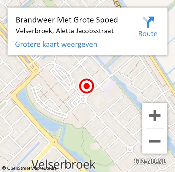 Locatie op kaart van de 112 melding: Brandweer Met Grote Spoed Naar Velserbroek, Aletta Jacobsstraat op 23 december 2022 09:43