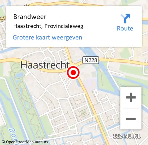 Locatie op kaart van de 112 melding: Brandweer Haastrecht, Provincialeweg op 23 december 2022 09:53