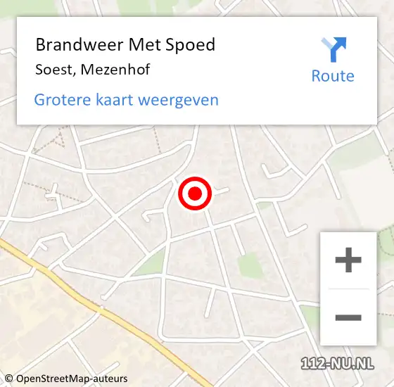 Locatie op kaart van de 112 melding: Brandweer Met Spoed Naar Soest, Mezenhof op 23 december 2022 09:56