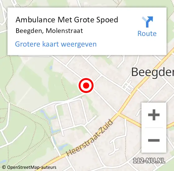 Locatie op kaart van de 112 melding: Ambulance Met Grote Spoed Naar Beegden, Molenstraat op 23 december 2022 10:02