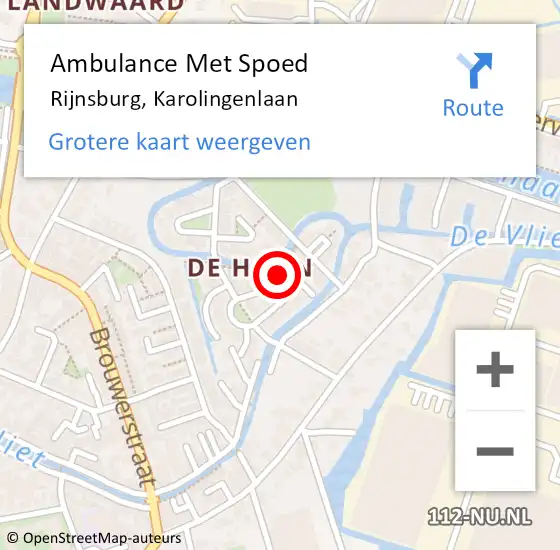 Locatie op kaart van de 112 melding: Ambulance Met Spoed Naar Rijnsburg, Karolingenlaan op 23 december 2022 10:02