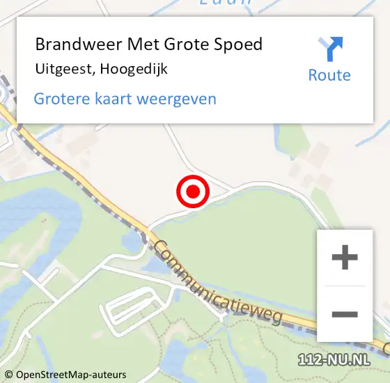 Locatie op kaart van de 112 melding: Brandweer Met Grote Spoed Naar Uitgeest, Hoogedijk op 23 december 2022 10:06