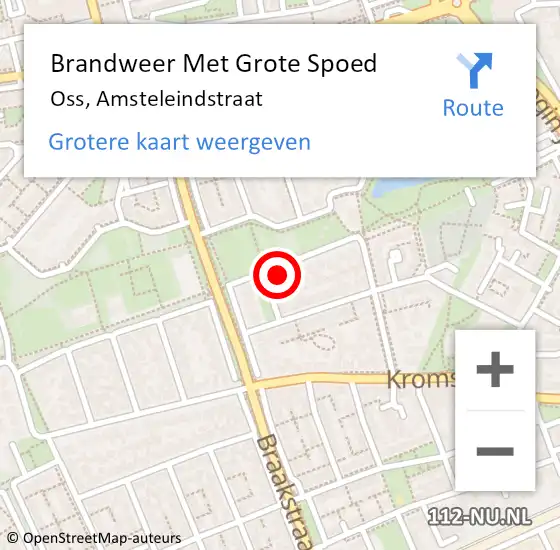 Locatie op kaart van de 112 melding: Brandweer Met Grote Spoed Naar Oss, Amsteleindstraat op 23 december 2022 11:08