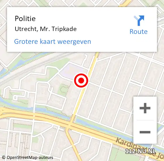 Locatie op kaart van de 112 melding: Politie Utrecht, Mr. Tripkade op 23 december 2022 11:21