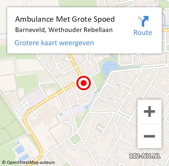 Locatie op kaart van de 112 melding: Ambulance Met Grote Spoed Naar Barneveld, Wethouder Rebellaan op 23 december 2022 11:33