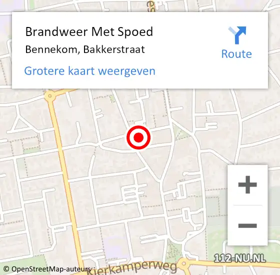 Locatie op kaart van de 112 melding: Brandweer Met Spoed Naar Bennekom, Bakkerstraat op 23 december 2022 11:41