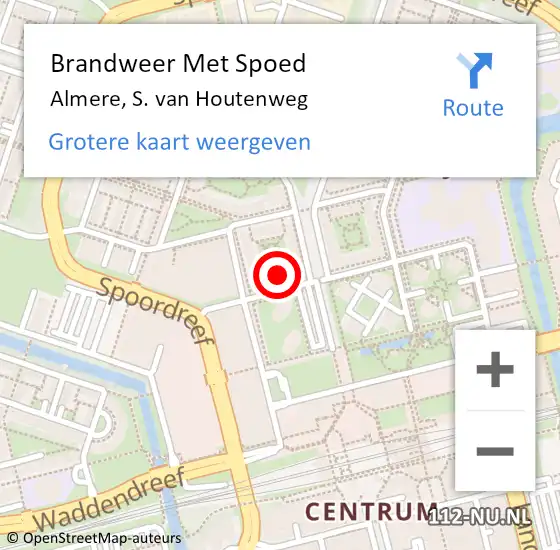 Locatie op kaart van de 112 melding: Brandweer Met Spoed Naar Almere, S. van Houtenweg op 23 december 2022 12:13