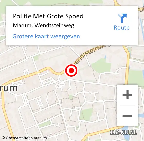 Locatie op kaart van de 112 melding: Politie Met Grote Spoed Naar Marum, Wendtsteinweg op 23 december 2022 12:14