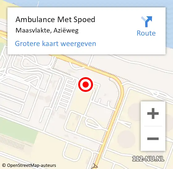 Locatie op kaart van de 112 melding: Ambulance Met Spoed Naar Maasvlakte, Aziëweg op 23 december 2022 12:20