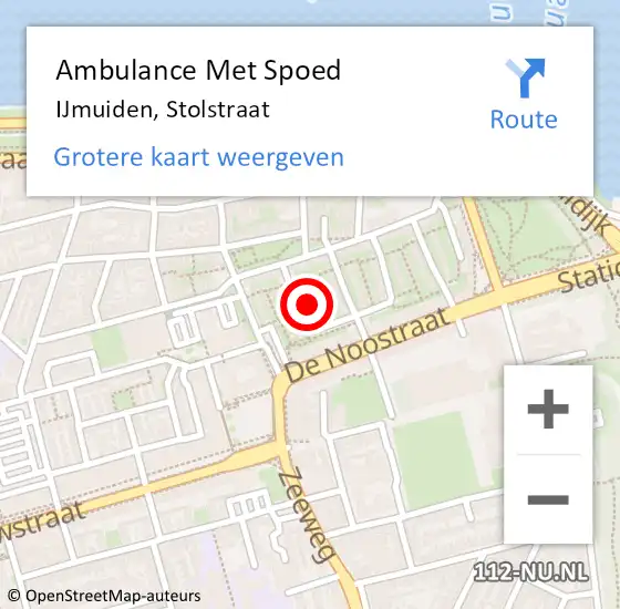 Locatie op kaart van de 112 melding: Ambulance Met Spoed Naar IJmuiden, Stolstraat op 23 december 2022 12:25